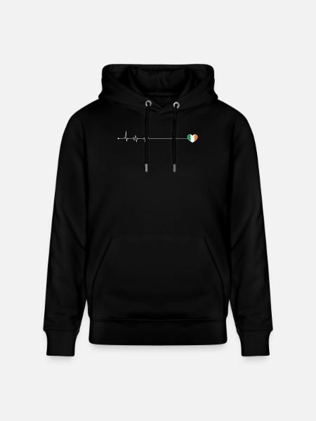 Heartbeat ireland flag - Stanley/Stella CRUISER Unisex Organic Hoodie - black