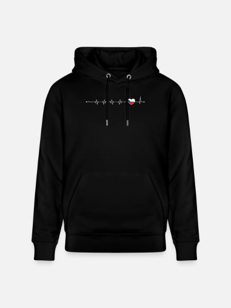 Heartbeat drapeau de la République tchèque - Sweat à capuche bio CRUISER Stanley/Stella Unisexe - noir