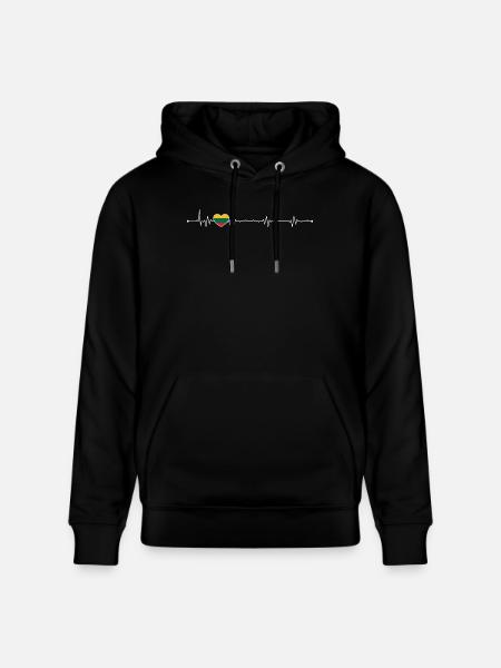 Rainbow Heartbeat Pride - Stanley/Stella CRUISER Unisex Organic Hoodie - black