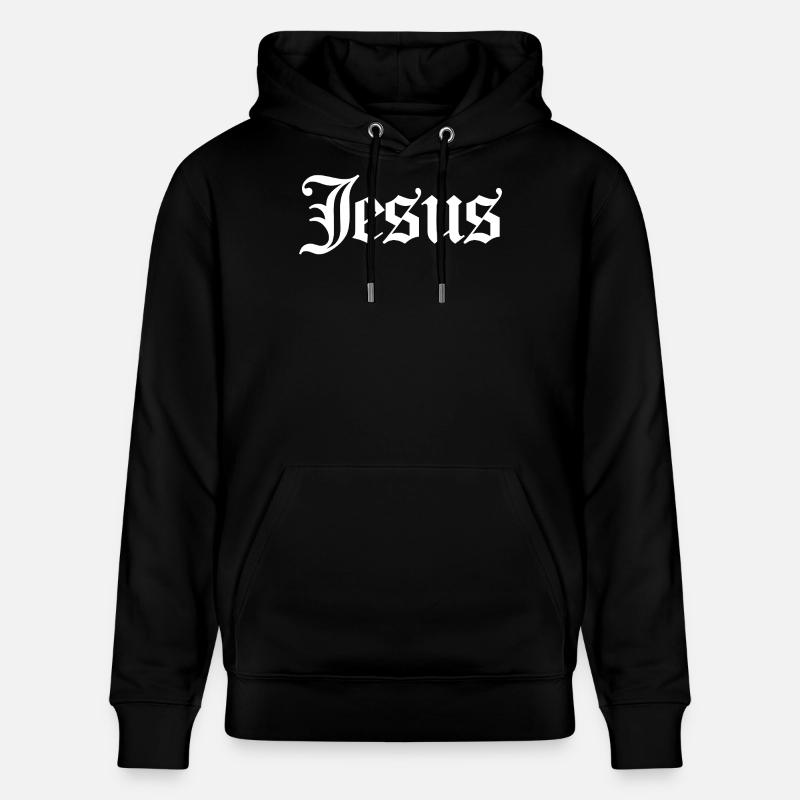 Jesus en lettrage gothique blanc - Sweat à capuche bio CRUISER Stanley/Stella Unisexe - noir