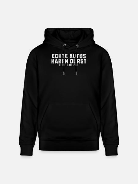 Echte Autos haben Durst Keine Ladezeit - Stanley/Stella Unisex Bio-Hoodie CRUISER - Schwarz