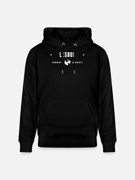 Lesbos Coordonnées Géographiques Stylisées - Sweat à capuche bio CRUISER Stanley/Stella Unisexe - noir