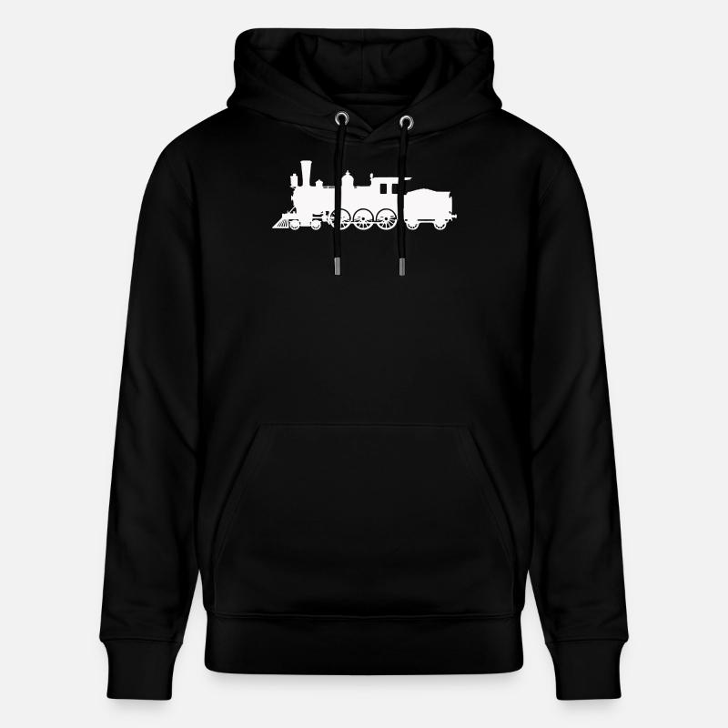 Dampflok Silhouette - Stanley/Stella Unisex Bio-Hoodie CRUISER  - Schwarz