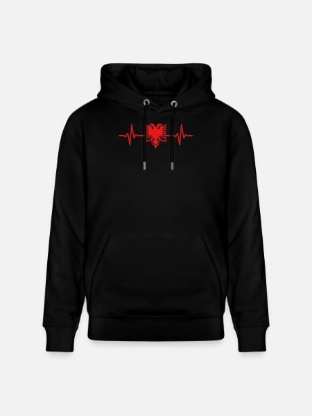 Albania Heartbeat Albanian Eagle - Stanley/Stella CRUISER Unisex Organic Hoodie - black