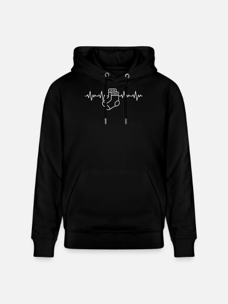 Aargauer White Socks Aargau ECG Heartbeat - Stanley/Stella CRUISER Unisex Organic Hoodie - black