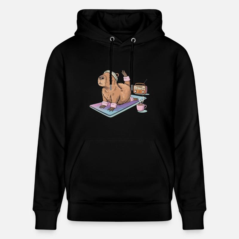 Drôle de Pilates Yoga Capybara - Sweat à capuche bio CRUISER Stanley/Stella Unisexe - noir