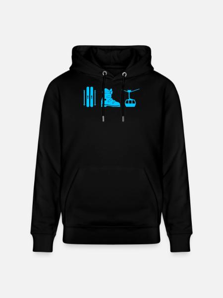 Ski Design in blau - Stanley/Stella Unisex Bio-Hoodie CRUISER  - Schwarz
