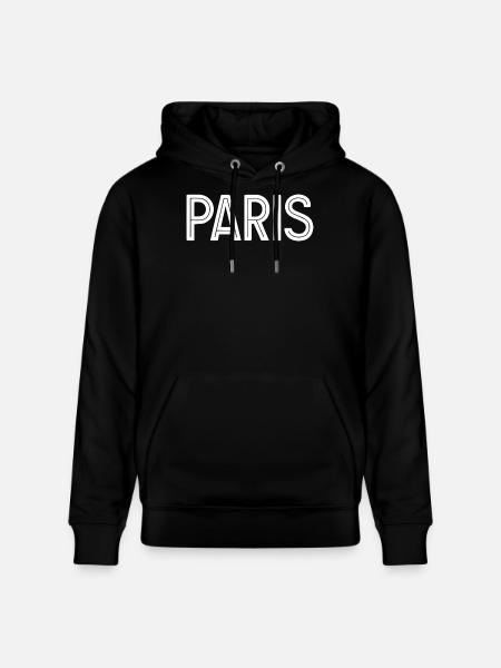 Paris White Geometric Typography - Stanley/Stella CRUISER Unisex Organic Hoodie - black
