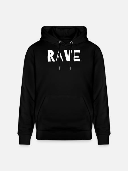 Rave typographic music design - Stanley/Stella CRUISER Unisex Organic Hoodie - black