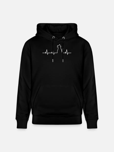 Katzensilhouette mit Herzschlag - Stanley/Stella Unisex Bio-Hoodie CRUISER - Schwarz