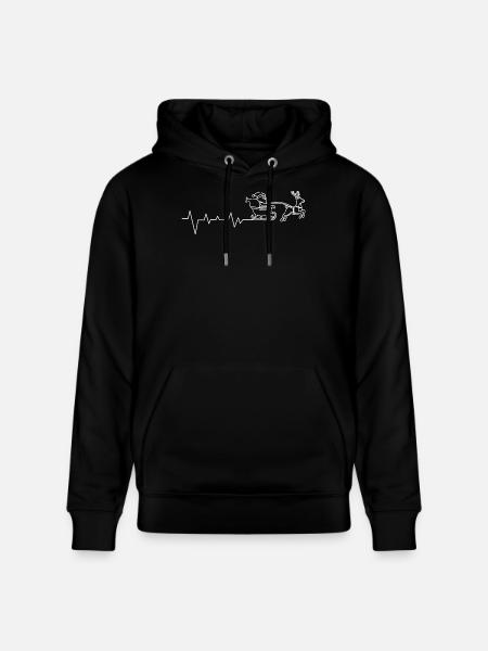 Heartbeat Santa Sleigh Art - Stanley/Stella CRUISER Unisex Organic Hoodie - black