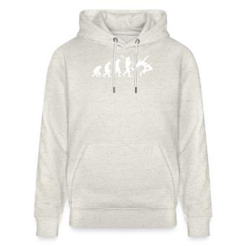 Hochsprung-Evolution-Athleten-Silhouetten-Kunst - Stanley/Stella Unisex Bio-Hoodie CRUISER  - Beige meliert - Vorne - Alina (178cm) & Michal (187cm)