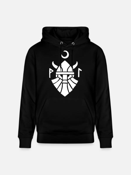 Weißes Wikinger-Krieger-Symbol - Stanley/Stella Unisex Bio-Hoodie CRUISER  - Schwarz