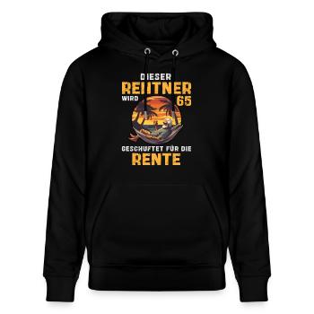 Lustig 65 Geburtstag Rentner 65 Jahre Rente Spruch - Stanley/Stella Unisex Bio-Hoodie CRUISER  - Schwarz - Vorne - Alina (178cm) & Michal (187cm)