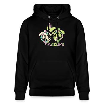 color nature - bloom - Stanley/Stella Unisex Bio-Hoodie CRUISER  - Schwarz - Vorne - Alina (178cm) & Michal (187cm)