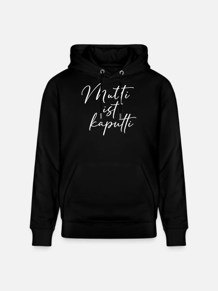 Mom is broken (white) / hand lettering design - Stanley/Stella CRUISER Unisex Organic Hoodie - black