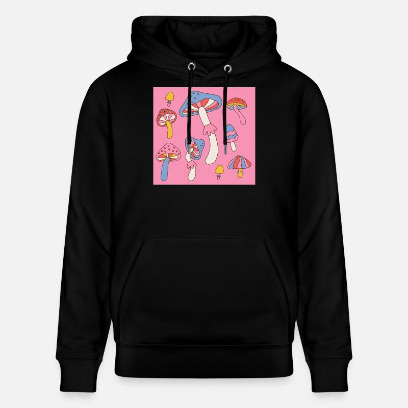 Retro Mushroom Pattern – Psychedelic 70s Design - Stanley/Stella Unisex Bio-Hoodie CRUISER  - Schwarz