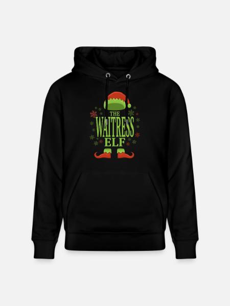 Waitress Christmas Elf - Stanley/Stella CRUISER Unisex Organic Hoodie - black