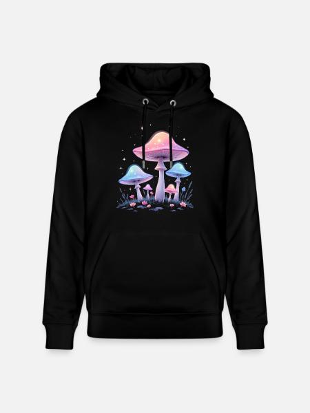 Magiczne grzyby - mistyczna sztuka leśna - Ekologiczna bluza z kapturem typu unisex Stanley/Stella CRUISER  - czarny
