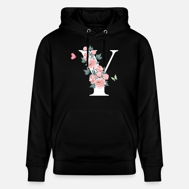 Lettre y fleurs rose - Sweat à capuche bio CRUISER Stanley/Stella Unisexe - noir