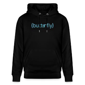 (butterfly) himmelblau - Stanley/Stella Unisex Bio-Hoodie CRUISER  - Schwarz - Vorne - Alina (178cm) & Michal (187cm)