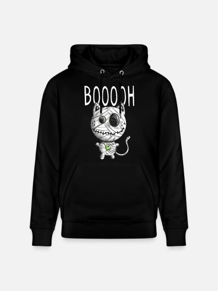 Booh Cat Mummy - Halloween - Gift - Stanley/Stella CRUISER Unisex Organic Hoodie - black
