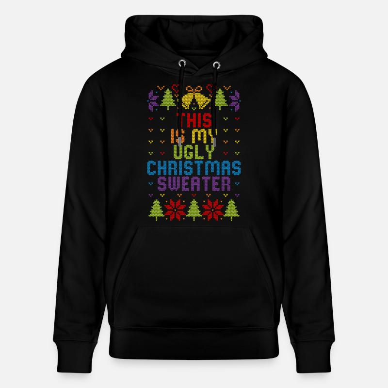 Pull-en-ciel moche de Noël - Sweat à capuche bio CRUISER Stanley/Stella Unisexe - noir