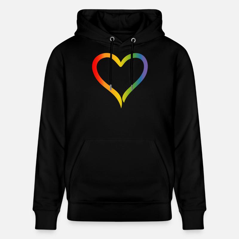 Tshirt lgbt LGBT cœur arc-en-ciel - Sweat à capuche bio CRUISER Stanley/Stella Unisexe - noir