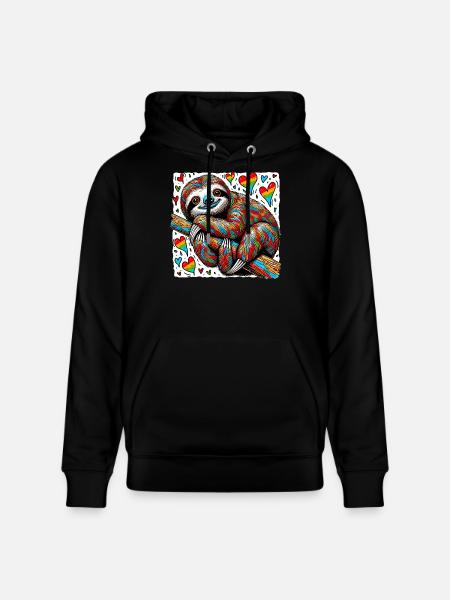 Faultier mit Herzen - Stanley/Stella Unisex Bio-Hoodie CRUISER - Schwarz