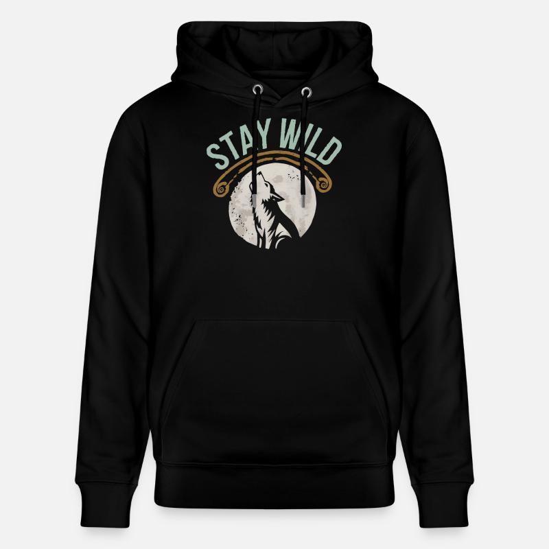 Stay Wild Wolf T-Shirt - Sweat à capuche bio CRUISER Stanley/Stella Unisexe - noir