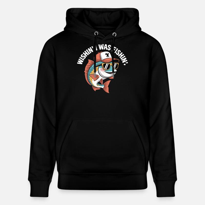 Fisch mit Sonnenbrille und Cap - Stanley/Stella Unisex Bio-Hoodie CRUISER  - Schwarz