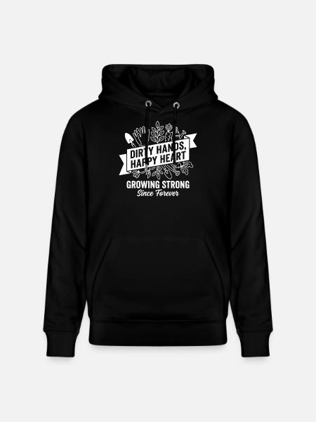 Dirty Hands Happy Heart - Stanley/Stella CRUISER Unisex Organic Hoodie - black