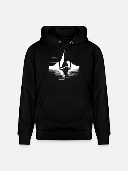 Dessin de voilier - Sweat à capuche bio CRUISER Stanley/Stella Unisexe - noir