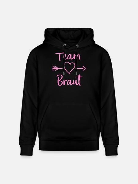 Team Bride Heart Arrow Design - Stanley/Stella CRUISER Unisex Organic Hoodie - black