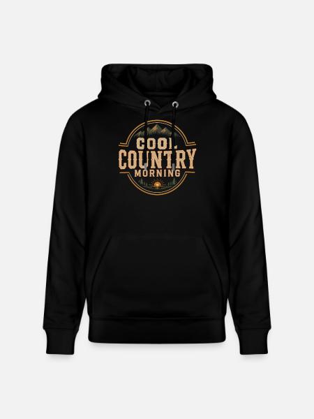 Cool Country Morning - Stanley/Stella CRUISER Unisex Organic Hoodie - black