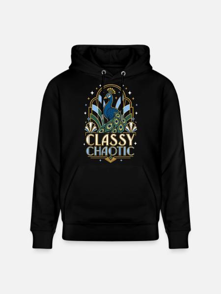 Classy Chaotic Pfau Art Deco - Stanley/Stella Unisex Bio-Hoodie CRUISER - Schwarz