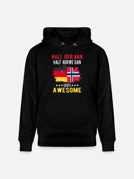 Half German half Norwegian - Stanley/Stella CRUISER Unisex Organic Hoodie - black