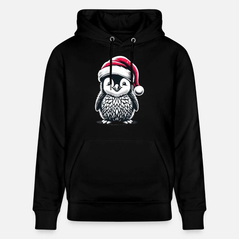 Pingouin Père Noël mignon - Sweat à capuche bio CRUISER Stanley/Stella Unisexe - noir