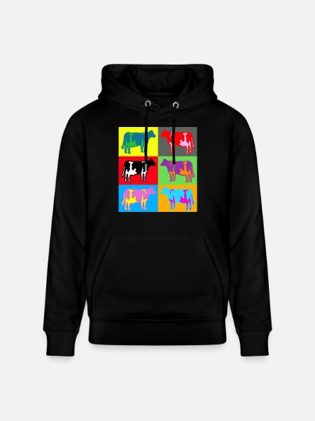cow cows coloured multicolour - Stanley/Stella CRUISER Unisex Organic Hoodie - black