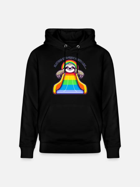 LGBTQ Pride Sloth Rainbow Slide - Stanley/Stella CRUISER Unisex Organic Hoodie - black