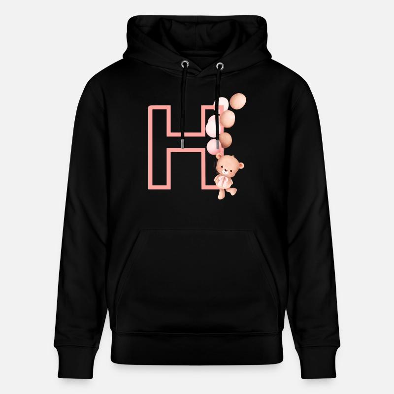 Buchstabe h rosa Bär - Stanley/Stella Unisex Bio-Hoodie CRUISER - Schwarz