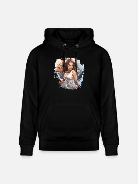 Tennis player - illustration - Stanley/Stella CRUISER Unisex Organic Hoodie - black