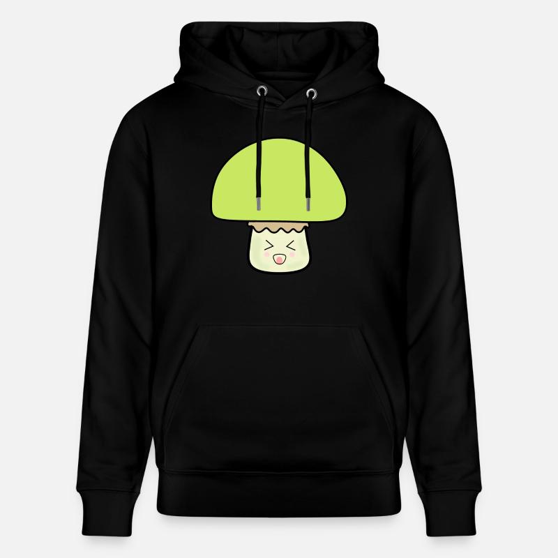 Champignon vert mignon avec visage - Sweat à capuche bio CRUISER Stanley/Stella Unisexe - noir