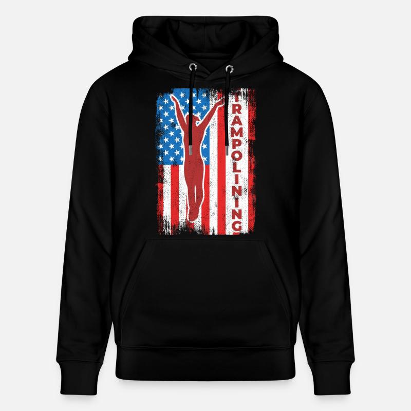 Trampoline jumping drapeau des États-Unis - Sweat à capuche bio CRUISER Stanley/Stella Unisexe - noir