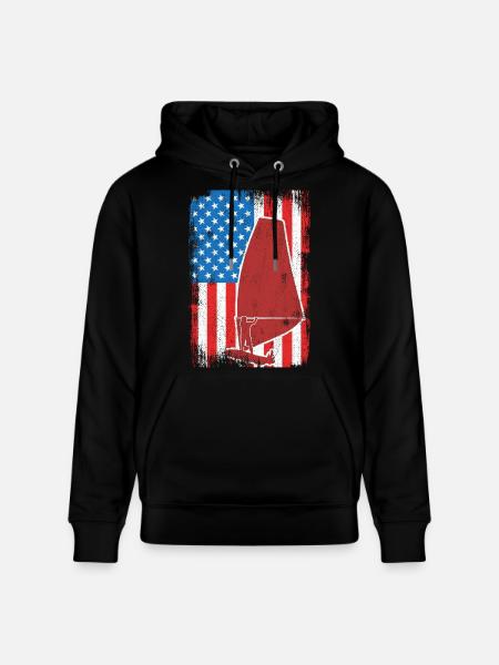 USA Patriotischer Windsurfer - Stanley/Stella Unisex Bio-Hoodie CRUISER  - Schwarz