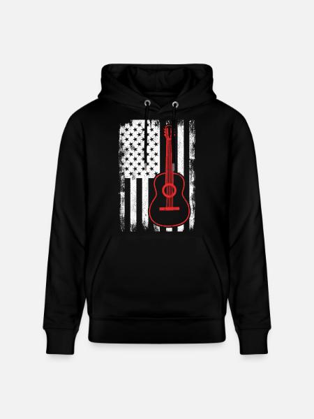 4th of July Guitar United States - Stanley/Stella CRUISER Unisex Organic Hoodie - black