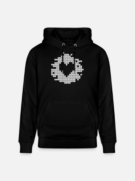 Heart Knitting Pattern Snow Christmas Xmas Love - Stanley/Stella CRUISER Unisex Organic Hoodie - black