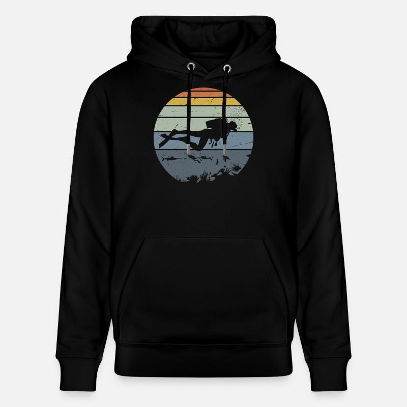 Scène de silhouette de plongeur sous-marin - Sweat à capuche bio CRUISER Stanley/Stella Unisexe - noir