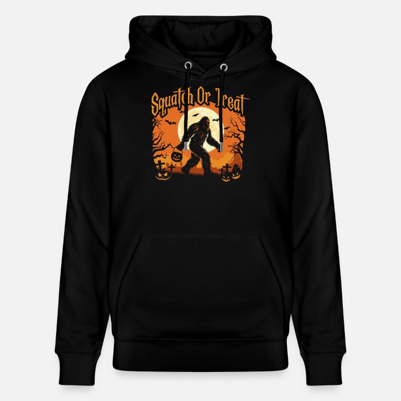 Kniebeugen oder Leckerli Spooky Bigfoot Halloween - Stanley/Stella Unisex Bio-Hoodie CRUISER  - Schwarz