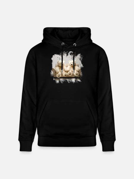 Cuddly Bears on the Sofa Duo - Stanley/Stella CRUISER Unisex Organic Hoodie - black